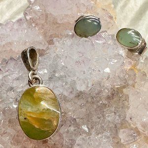 Andean Opal Pendant and Earrings